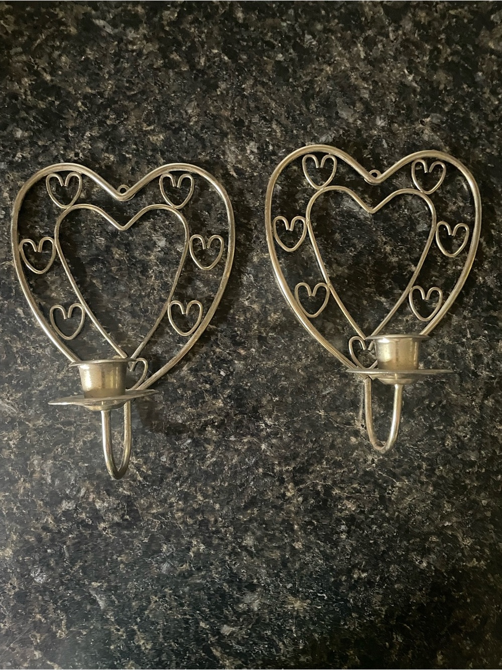 Vintage Brass Toned Wall Mount Candle Holders